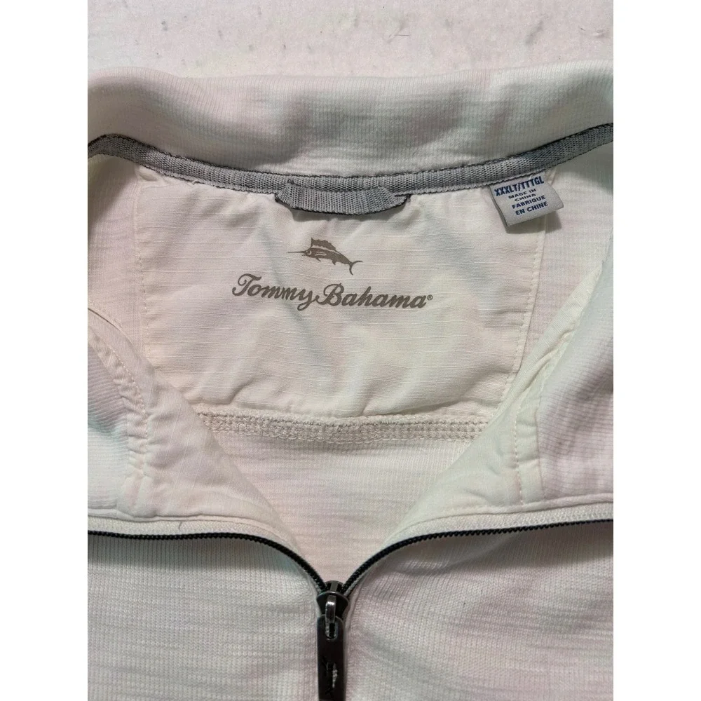 Tommy Bahama Mens XXXLT White Quarter Zip Pullover Pima Cotton Tencel Knit